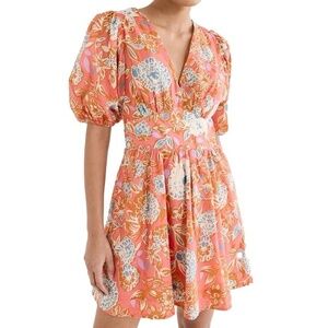 Trovata‎ Birds of Paradis -  Gia Cotton Puff Sleeve Dress.